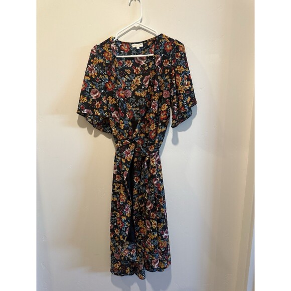 bobeau Dresses & Skirts - Studio B By Bobeau Dress L  Floral True Wrap Side Tie Career